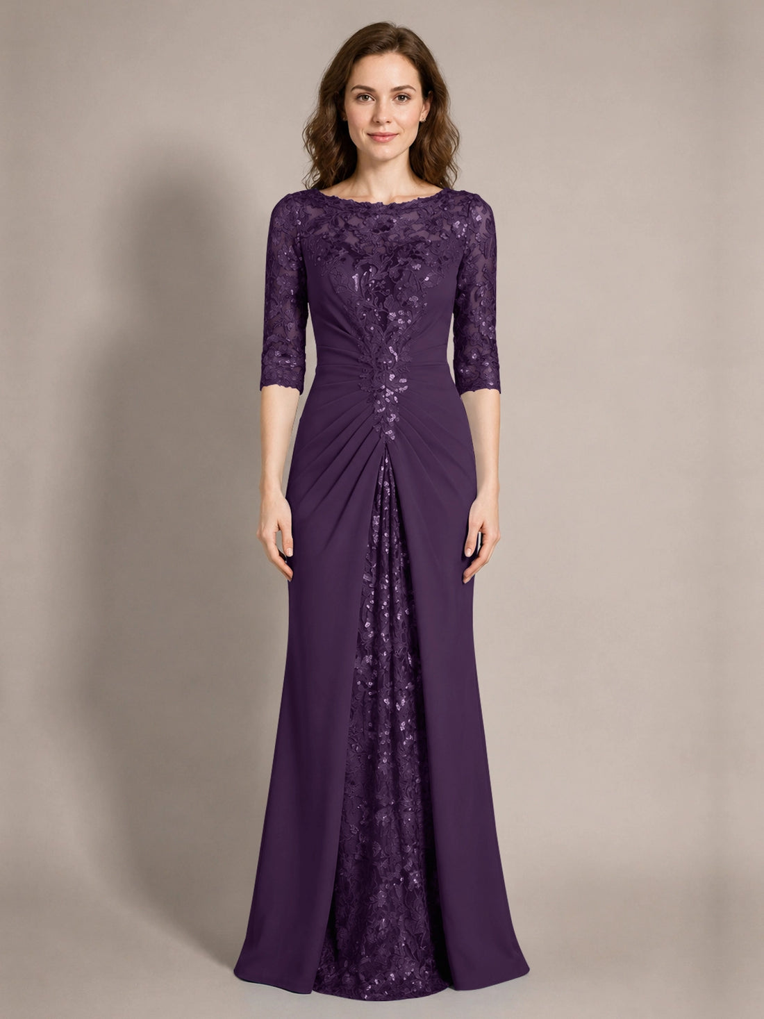 Lace Mother of the Bride Dress with Applique 