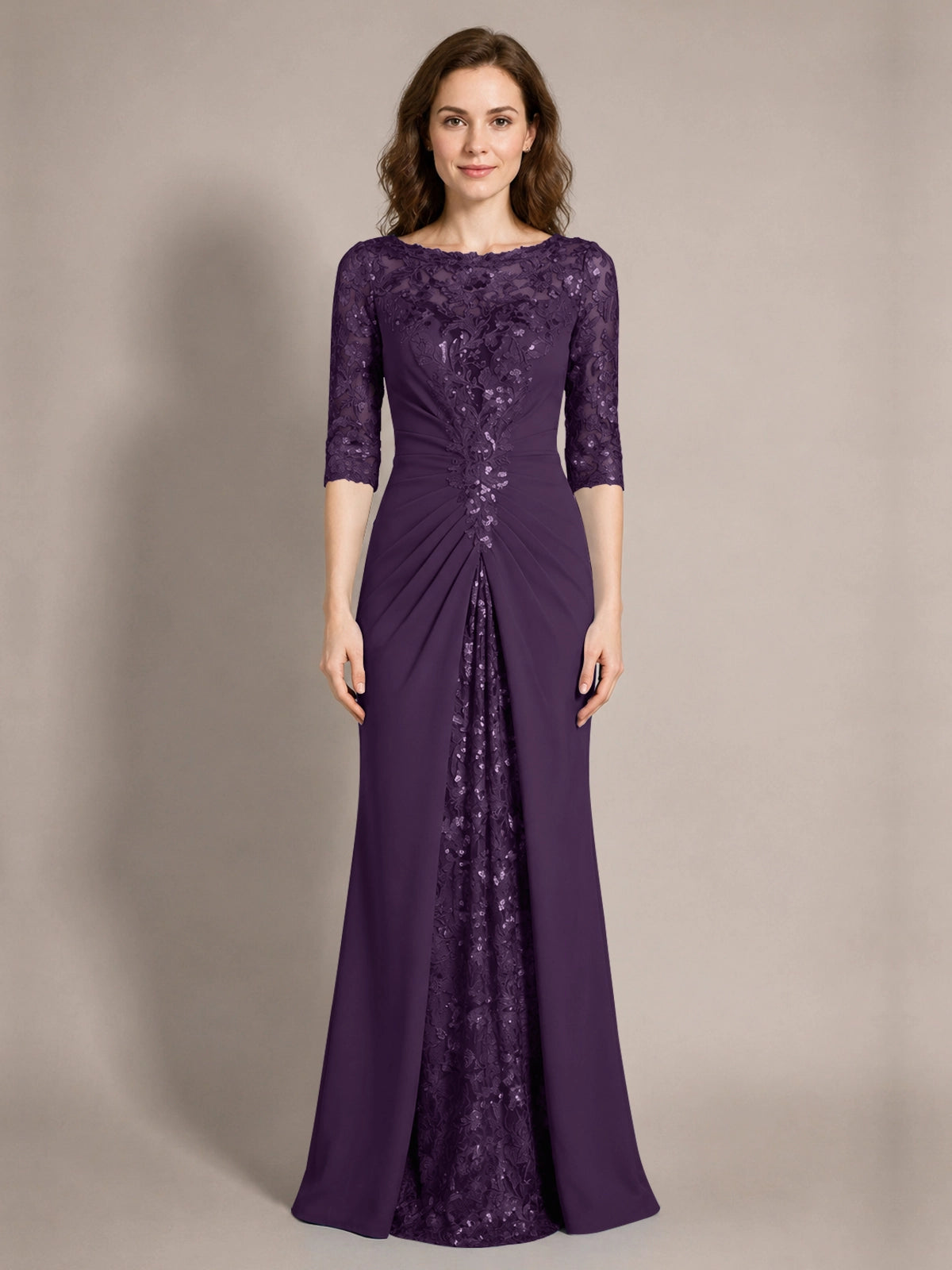 Lace Mother of the Bride Dress with Applique 