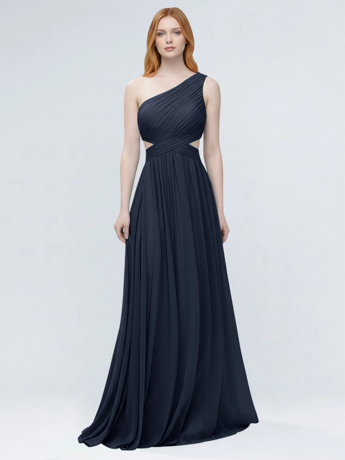 One-Shoulder Side Cut-Out Bridesmaid Dress 