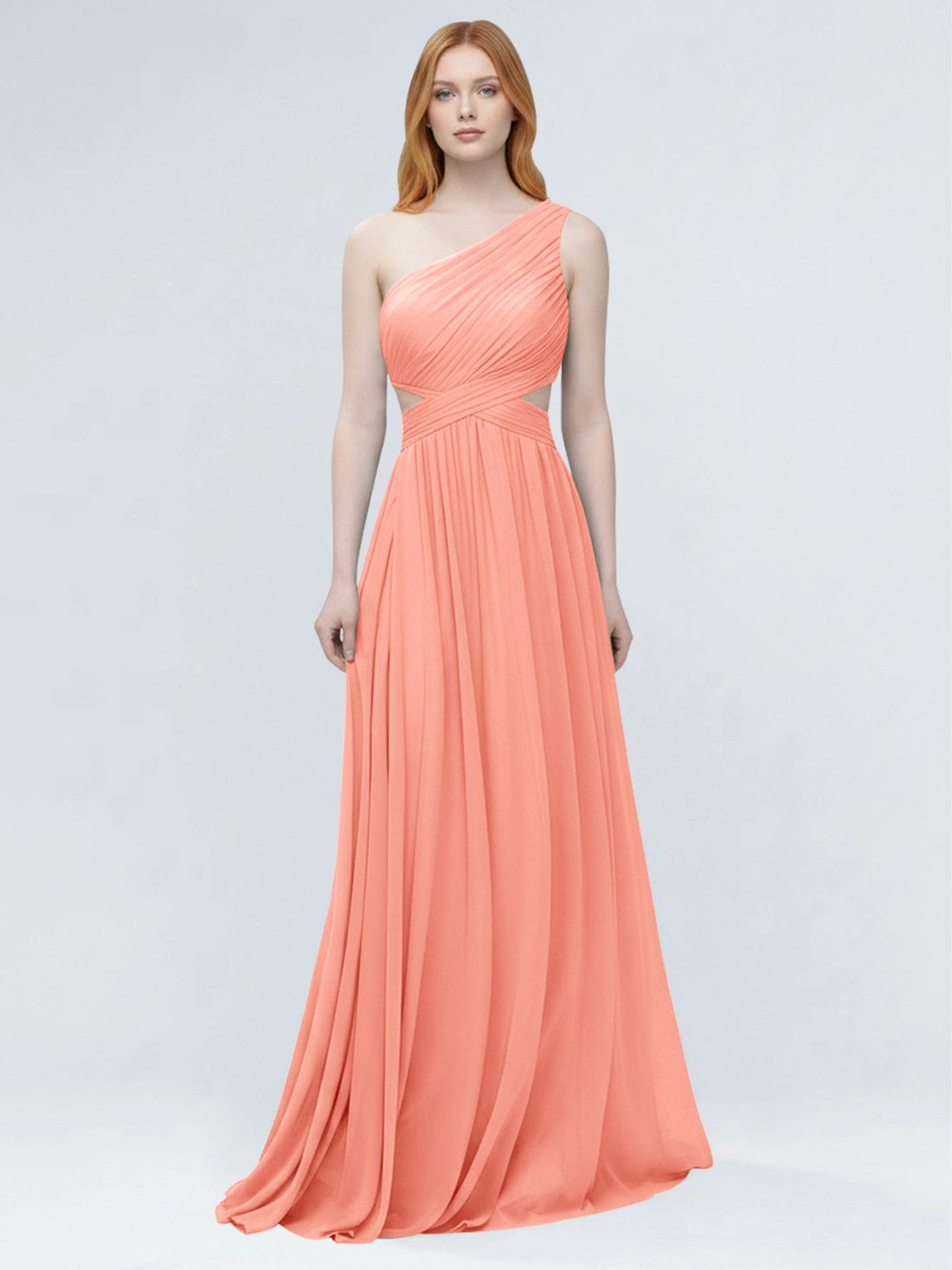 One-Shoulder Side Cut-Out Bridesmaid Dress 