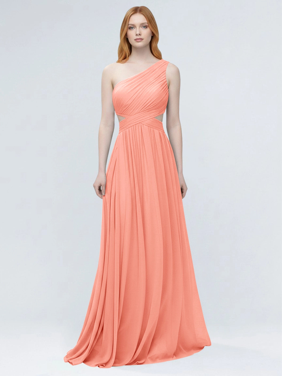One-Shoulder Side Cut-Out Bridesmaid Dress 