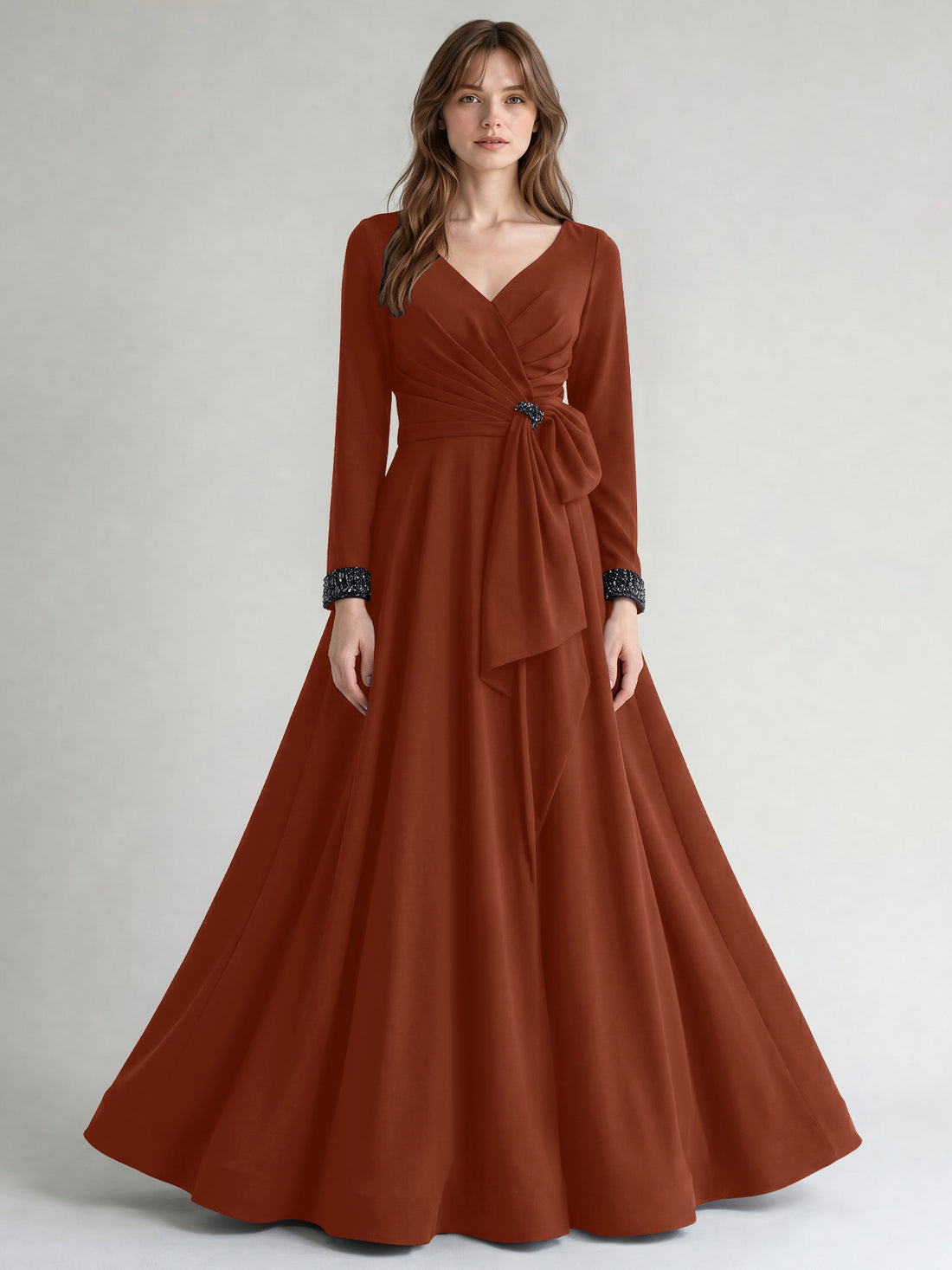 Stretch Satin Mother of the Bride Dress with Crystal