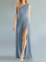 One-Shoulder Bridesmaid Dress with Slit