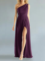 One-Shoulder Bridesmaid Dress with Slit
