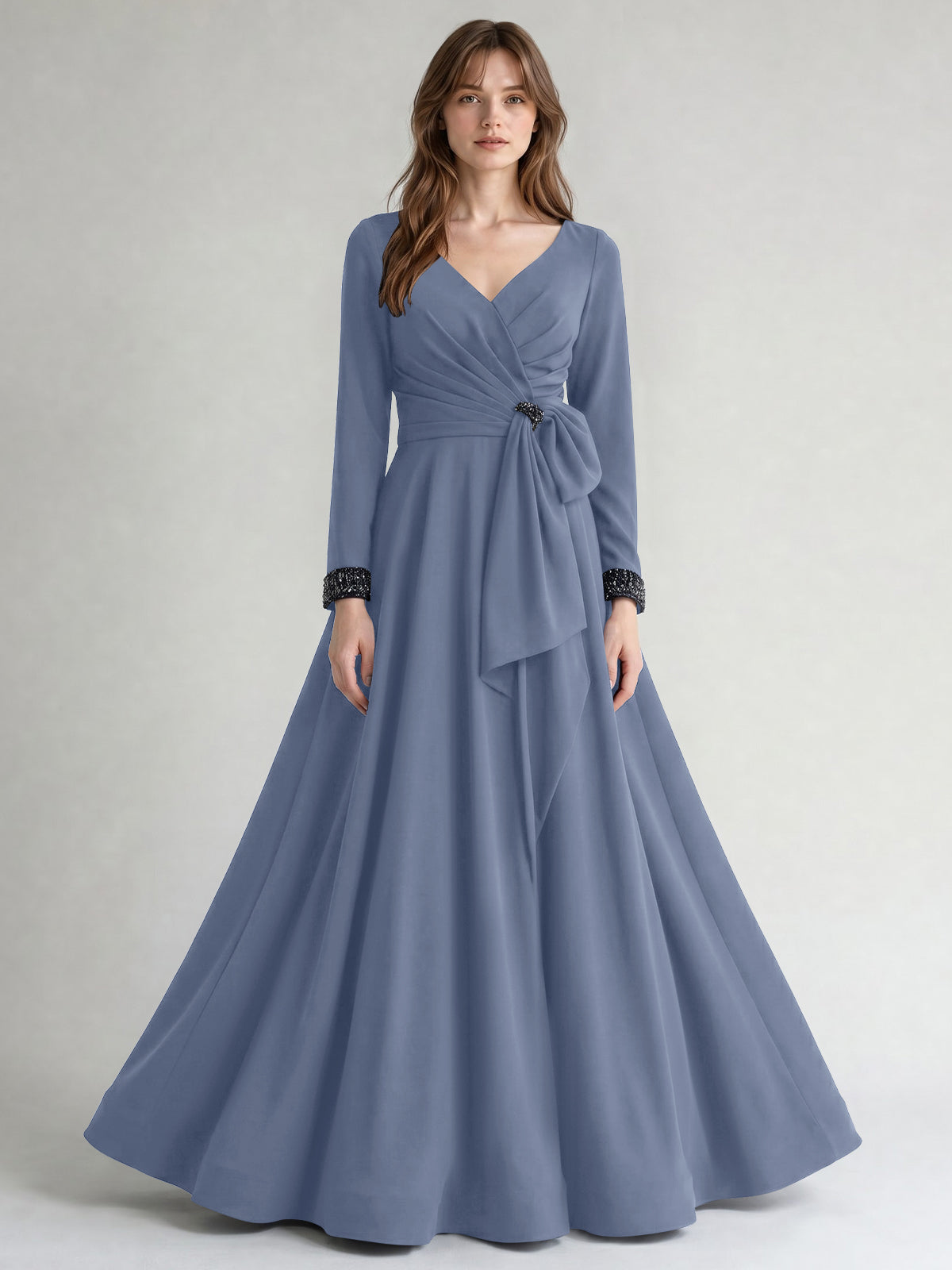 Stretch Satin Mother of the Bride Dress with Crystal
