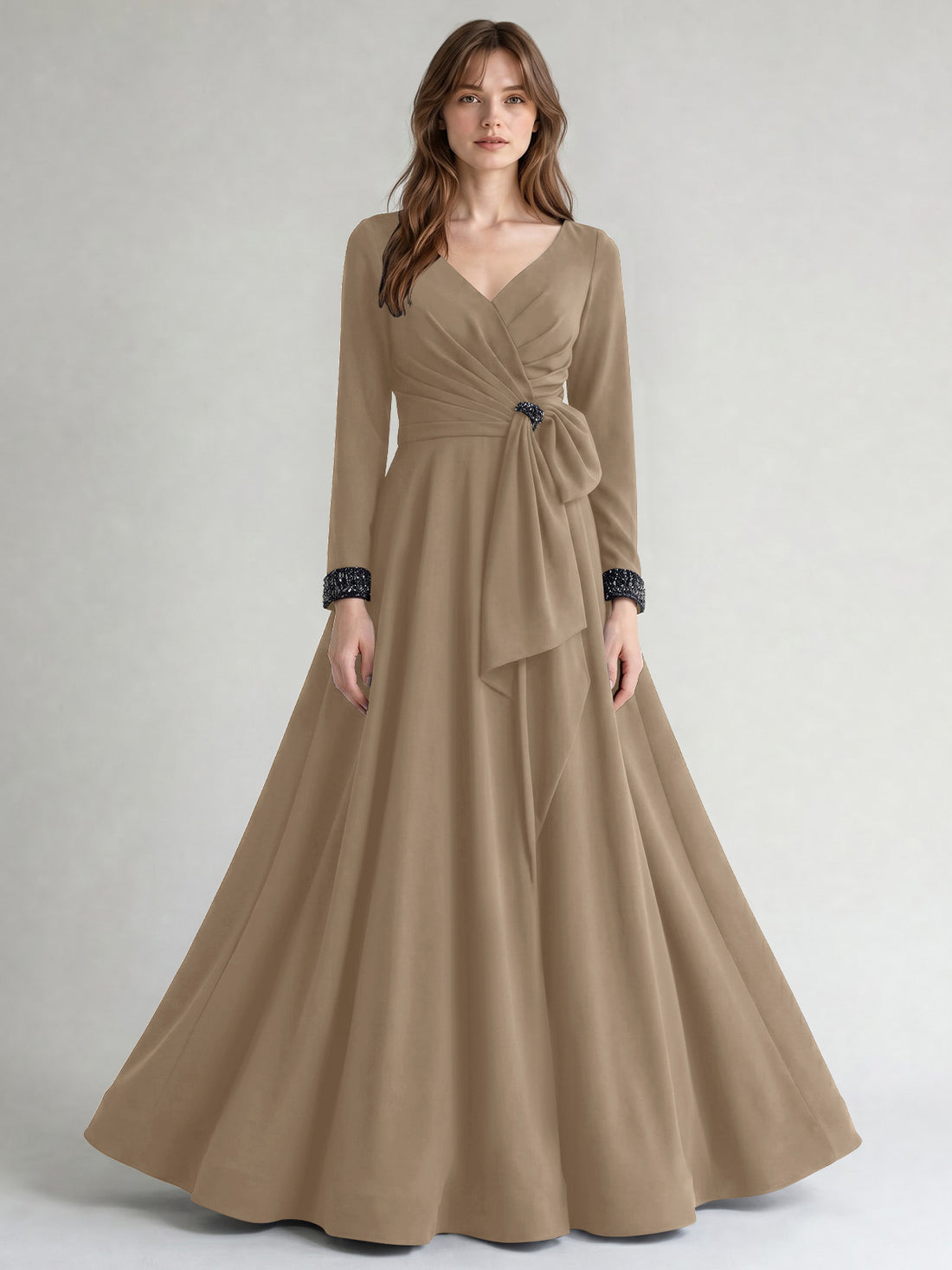Stretch Satin Mother of the Bride Dress with Crystal