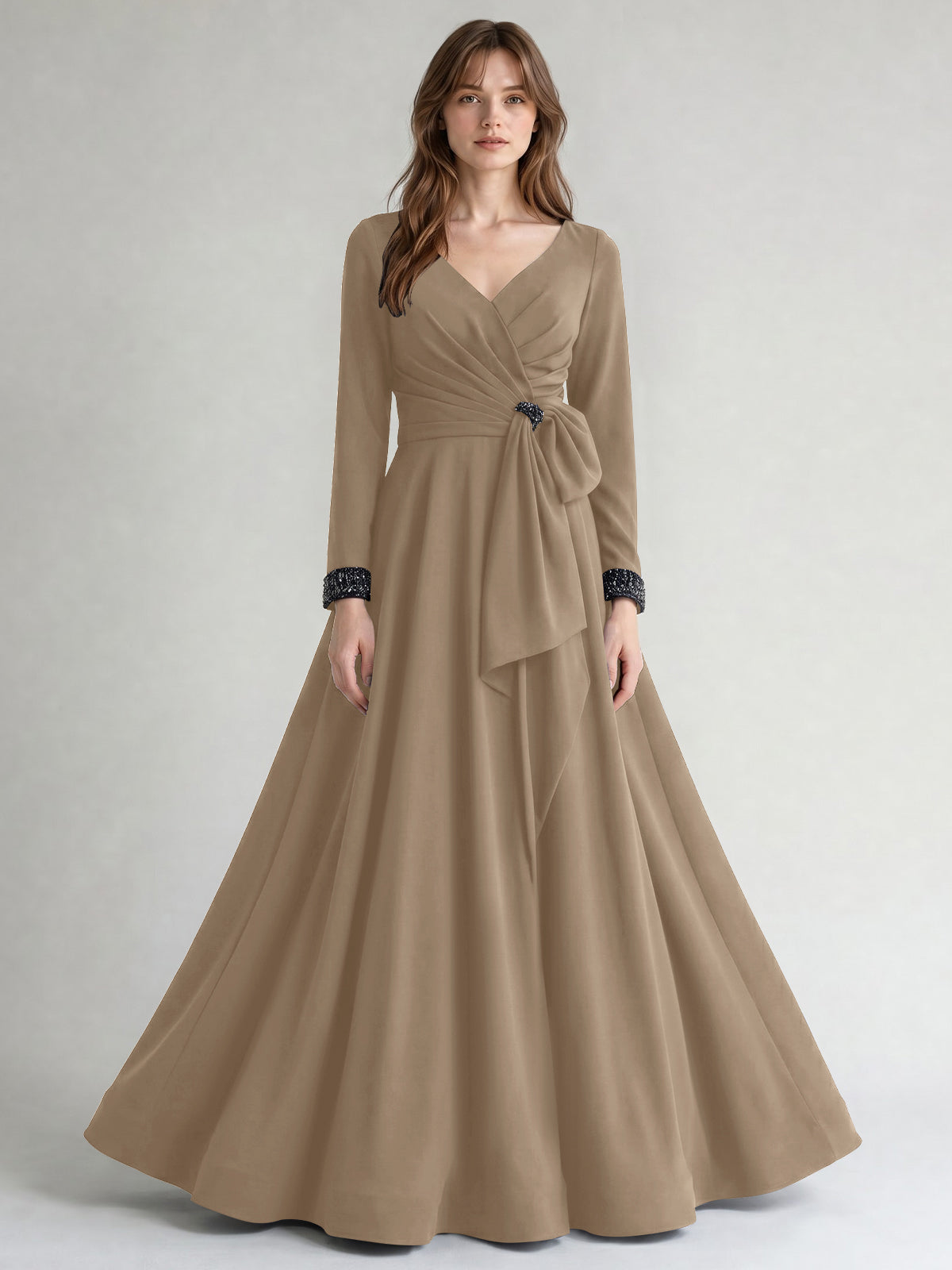 Stretch Satin Mother of the Bride Dress with Crystal