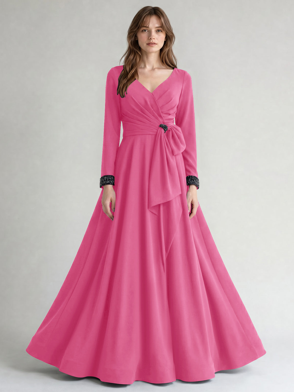 Stretch Satin Mother of the Bride Dress with Crystal