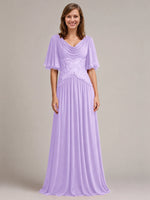Cowl Neck Mother of the Bride Dress with Applique 
