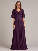 Cowl Neck Mother of the Bride Dress with Applique 