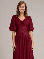 Cowl Neck Mother of the Bride Dress with Applique 