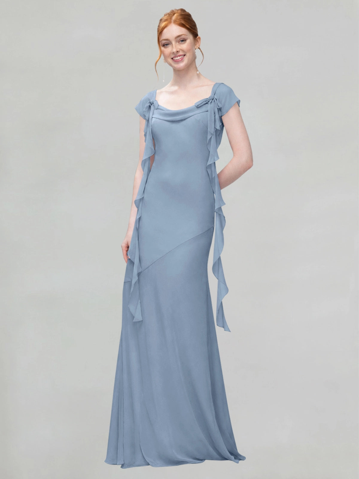 Flowy Ruffle Sheath Bridesmaid Dress 