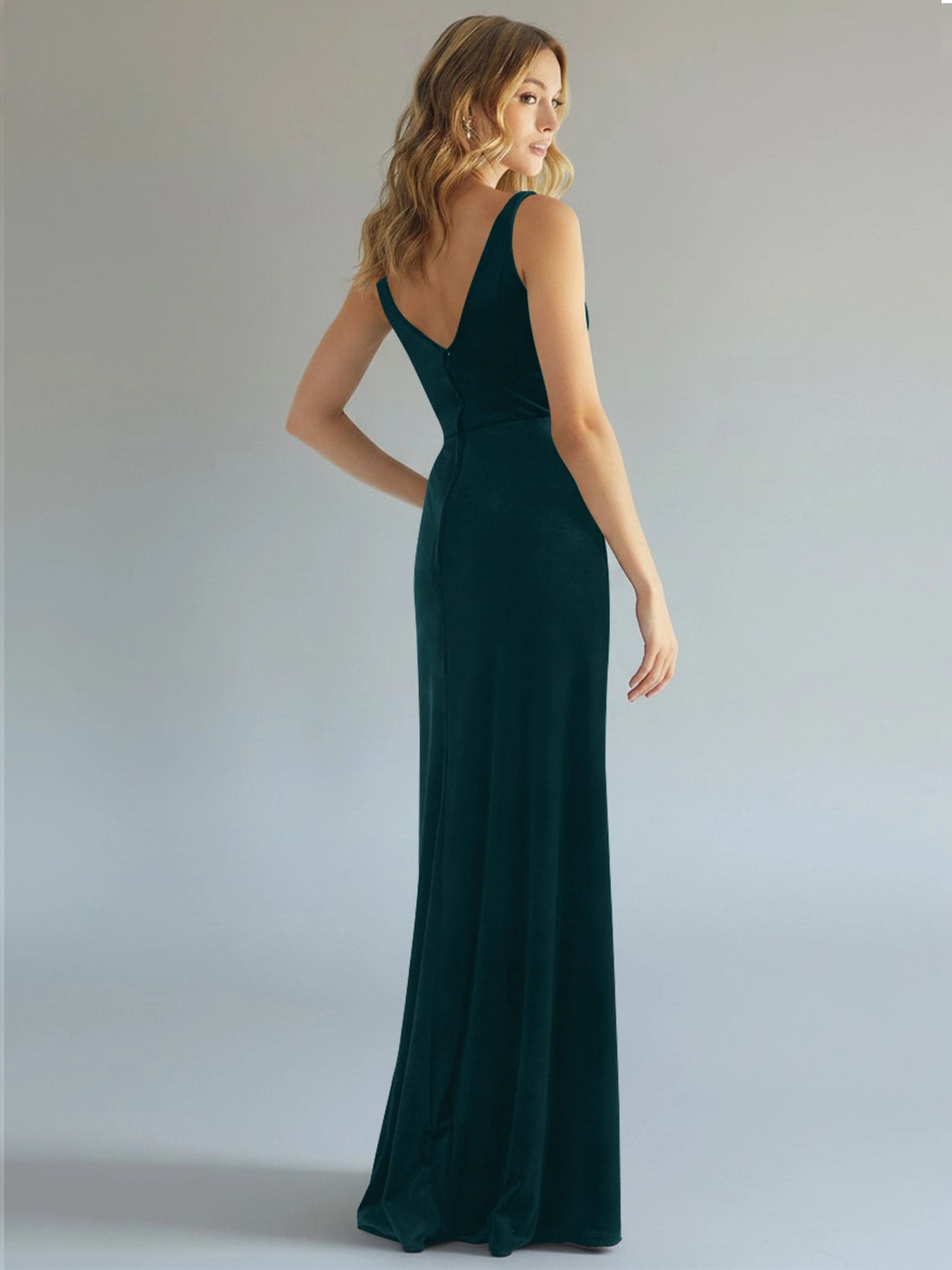 Velvet Bridesmaid Dress with Slit 