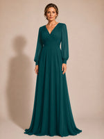 Chiffon Mother of the Bride Dress with Long Sleeves 