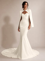 Stretch Satin Wedding Dress with Cape