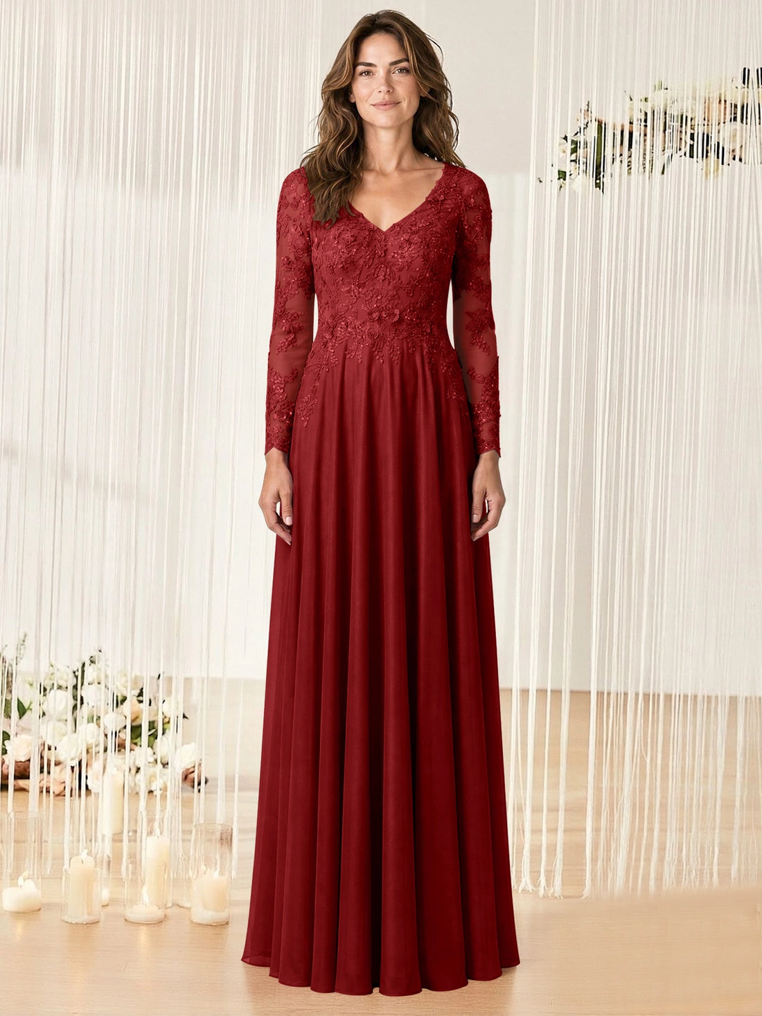 A-line Mother of the Bride Dress with Appliques
