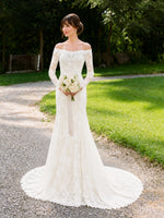 Lace Wedding Dress with Off-the-Shoulder 