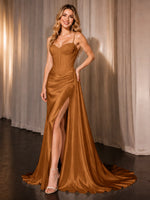 Silk-like Prom Dress with Appliques