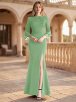 Chiffon Mother of the Bride Dress with 3/4 Sleeves