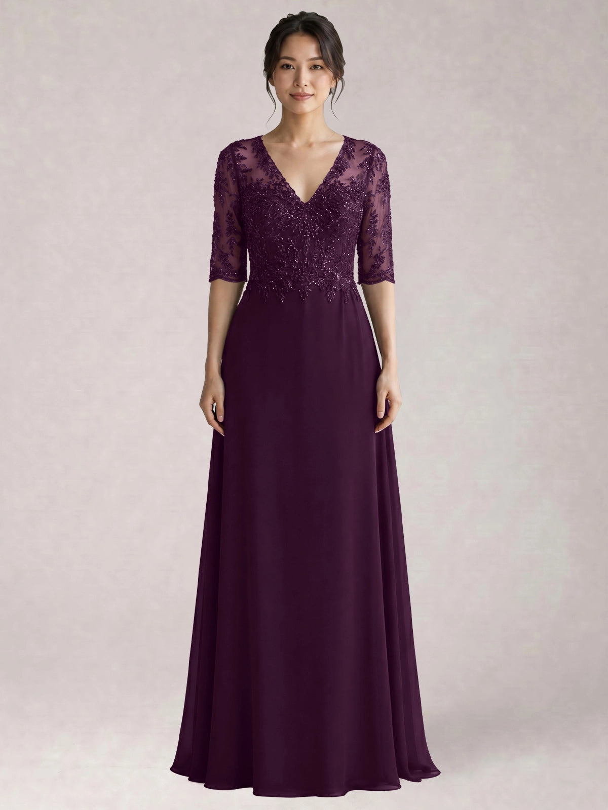 Lace Mother of the Bride Dress with Half Sleeves