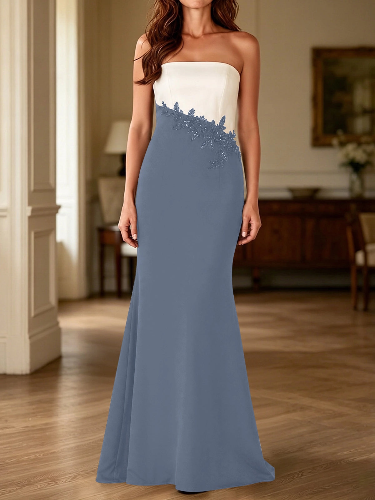 Trumpet Mother of the Bride Dress with Appliques