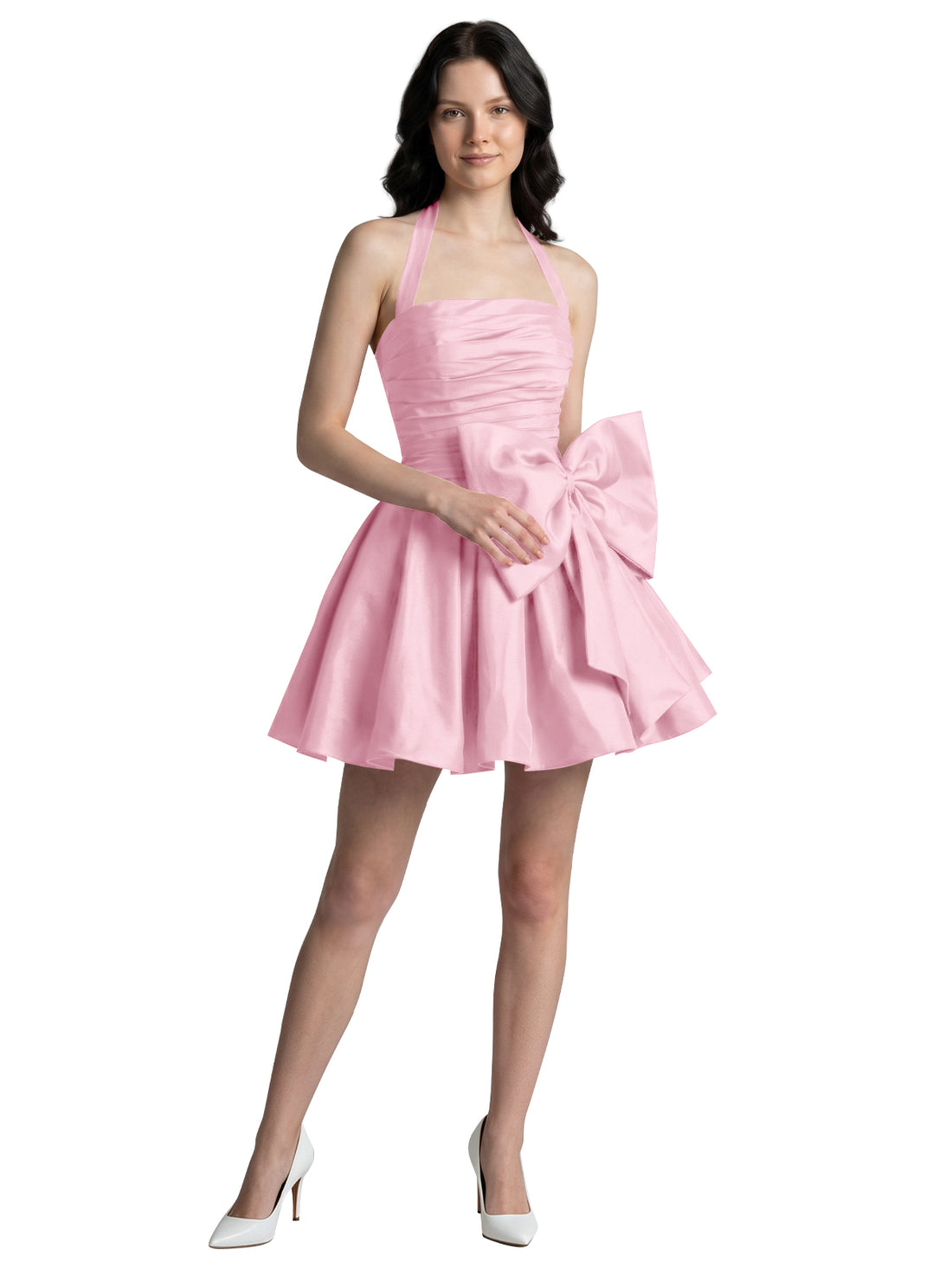 Halter Oversized Bow Mini Dress 