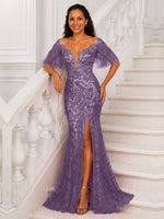 Mermaid Mother of the Bride Dress with V-neck 