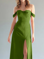 Off-the-Shoulder Slit Bridesmaid Dress 