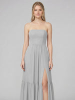 Strapless Bridesmaid Dress with Slit 
