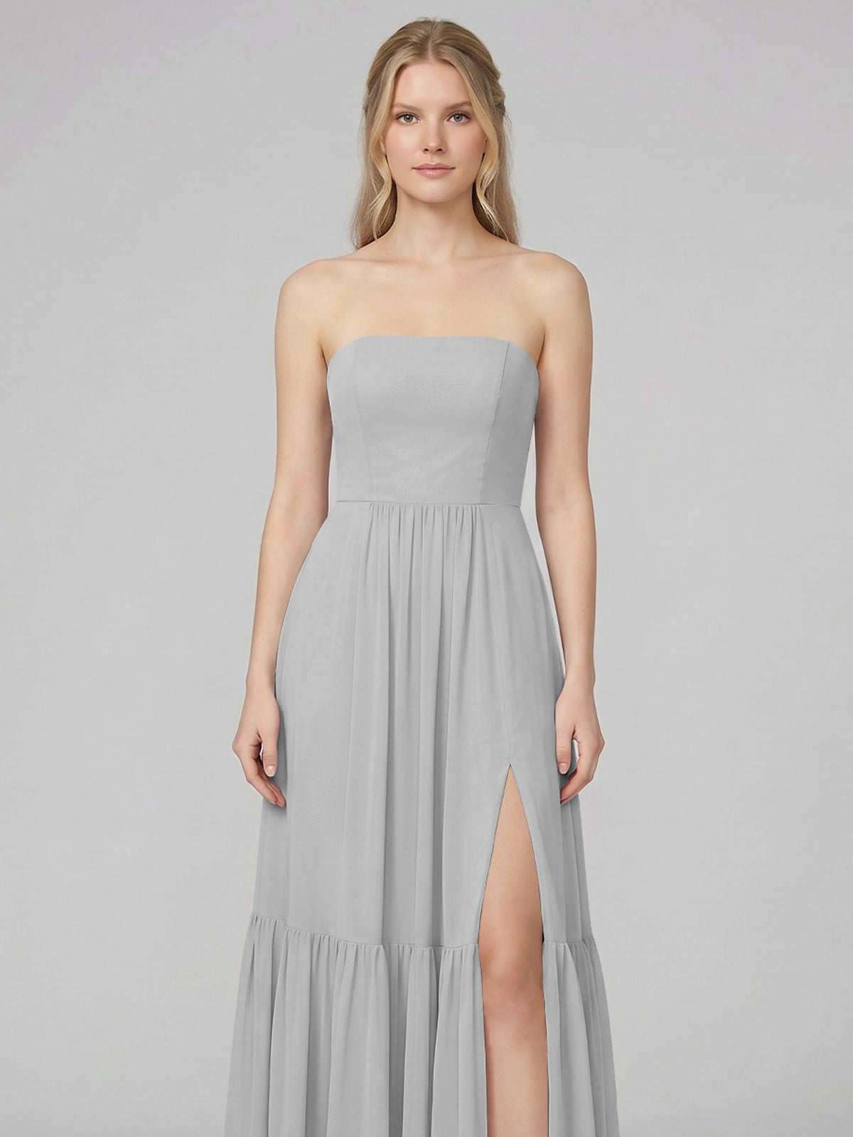 Strapless Bridesmaid Dress with Slit 