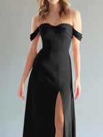 Off-the-Shoulder Slit Bridesmaid Dress 