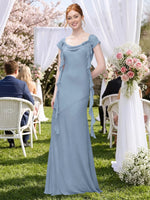 Flowy Ruffle Sheath Bridesmaid Dress 