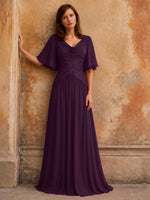 Cowl Neck Mother of the Bride Dress with Applique 