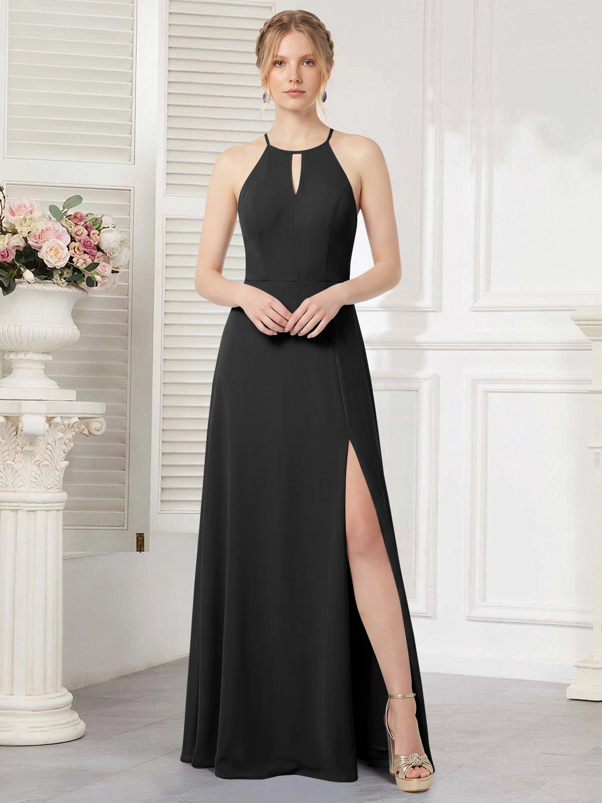 Chiffon Bridesmaid Dress with Halter 