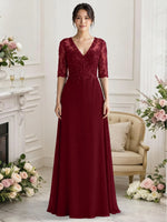 Lace Mother of the Bride Dress with Half Sleeves