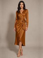 Silk-like Mother of the Bride Dress with Self-Tie Sash 