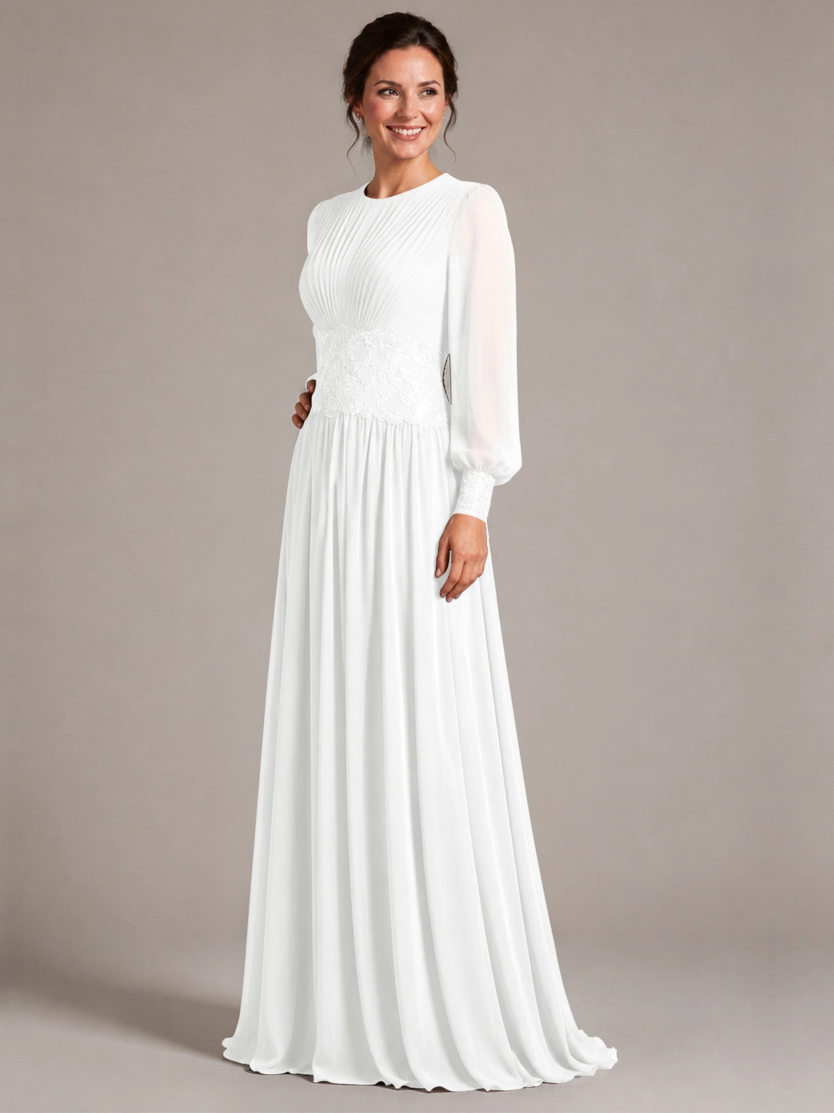 Chiffon Mother of the Bride Dress with Jewel Neckline 