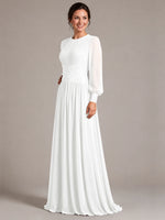 Chiffon Mother of the Bride Dress with Jewel Neckline 