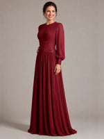 Chiffon Mother of the Bride Dress with Jewel Neckline 