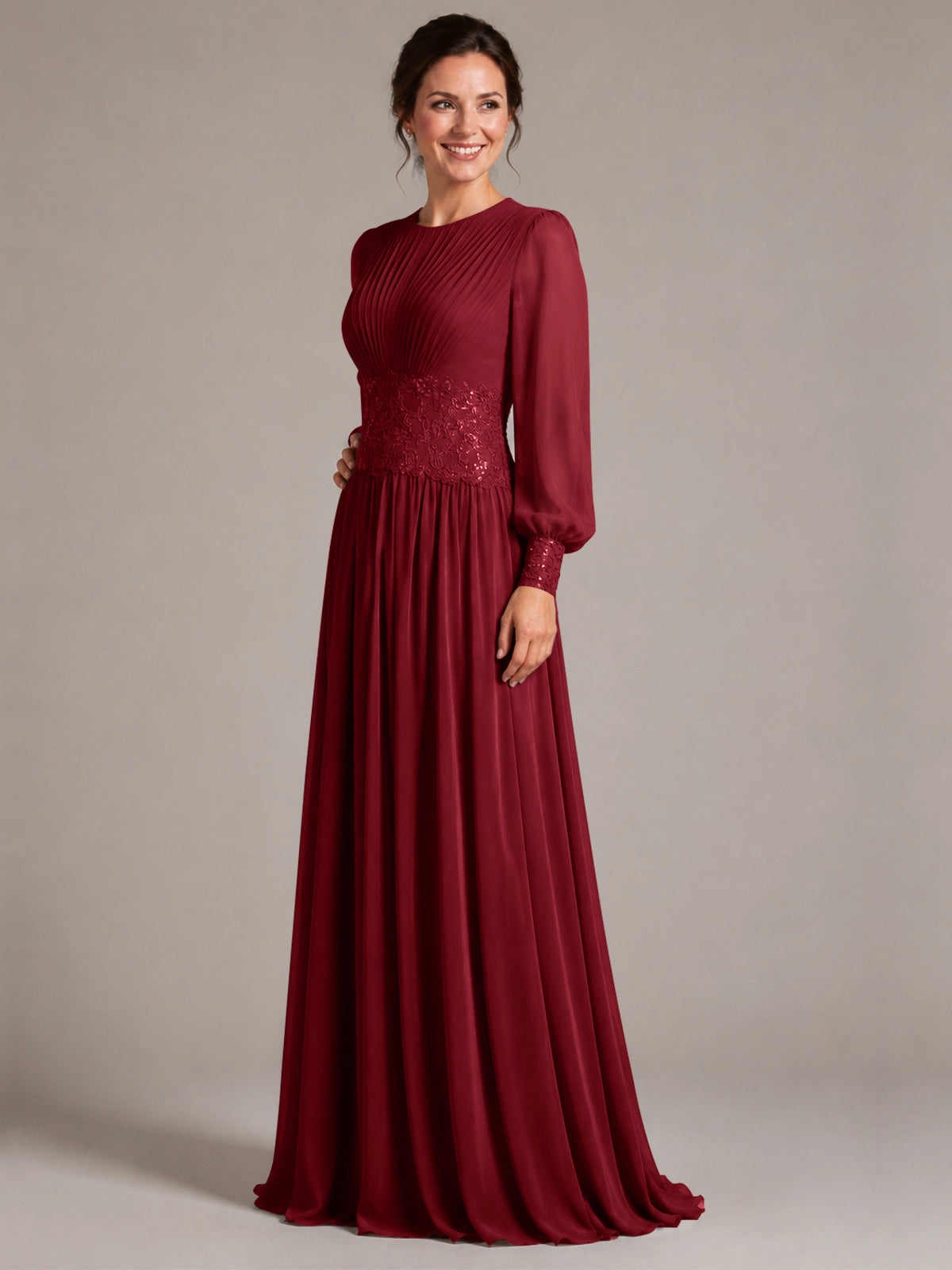 Chiffon Mother of the Bride Dress with Jewel Neckline 