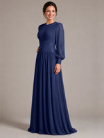 Chiffon Mother of the Bride Dress with Jewel Neckline 