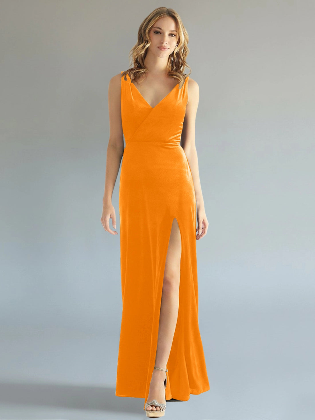 Velvet Bridesmaid Dress with Slit 