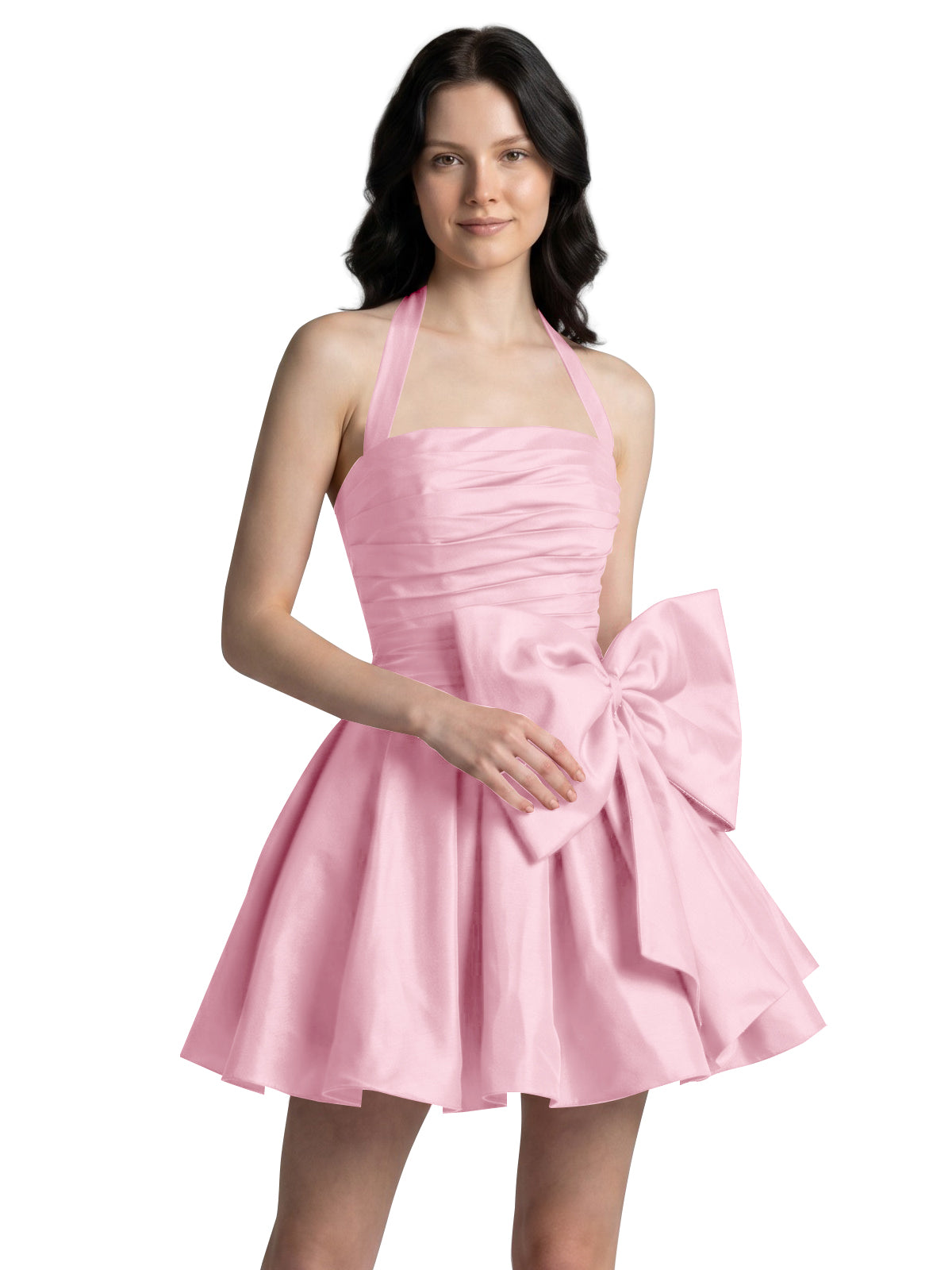 Halter Oversized Bow Mini Dress 