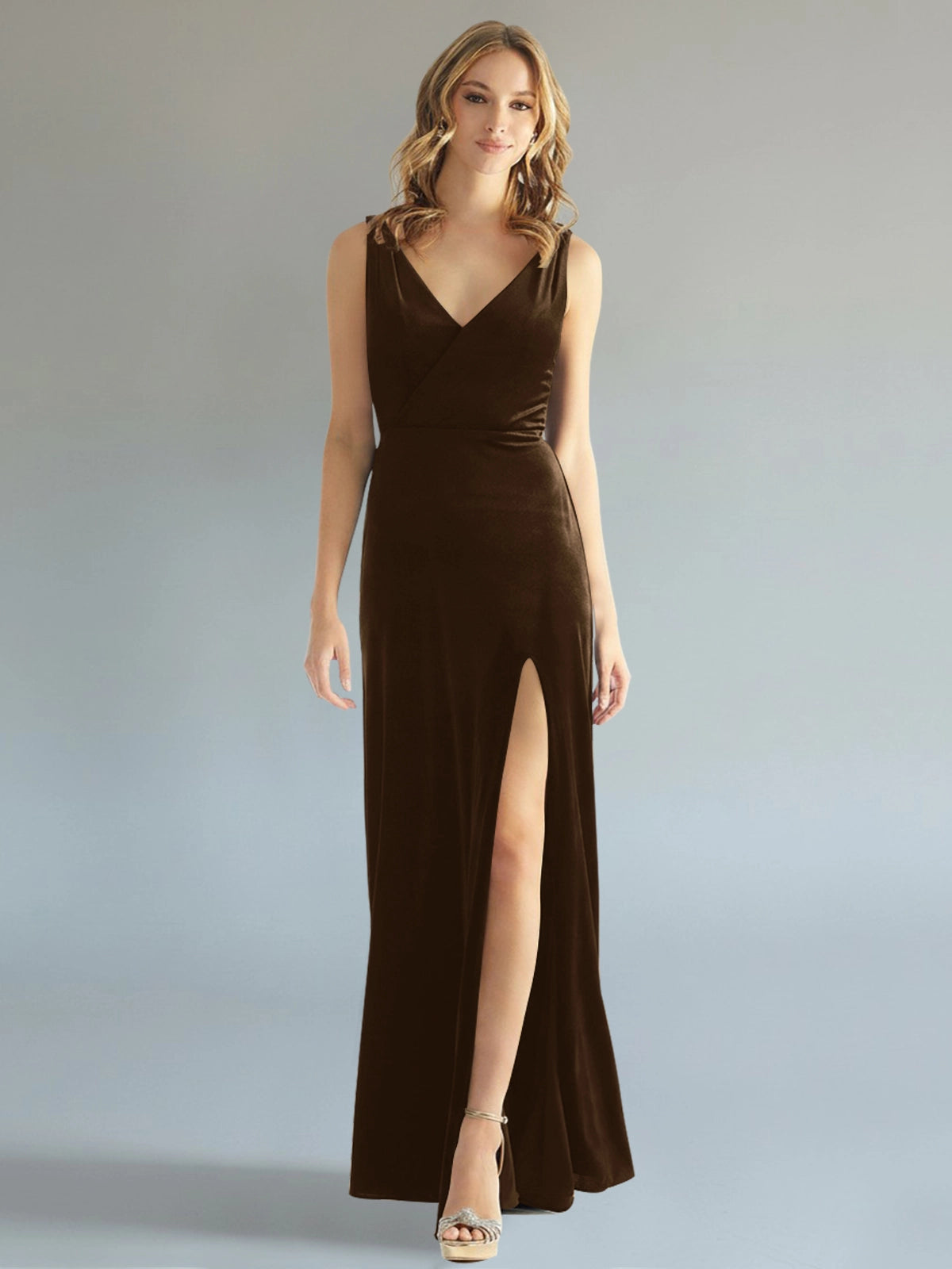 Velvet Bridesmaid Dress with Slit 