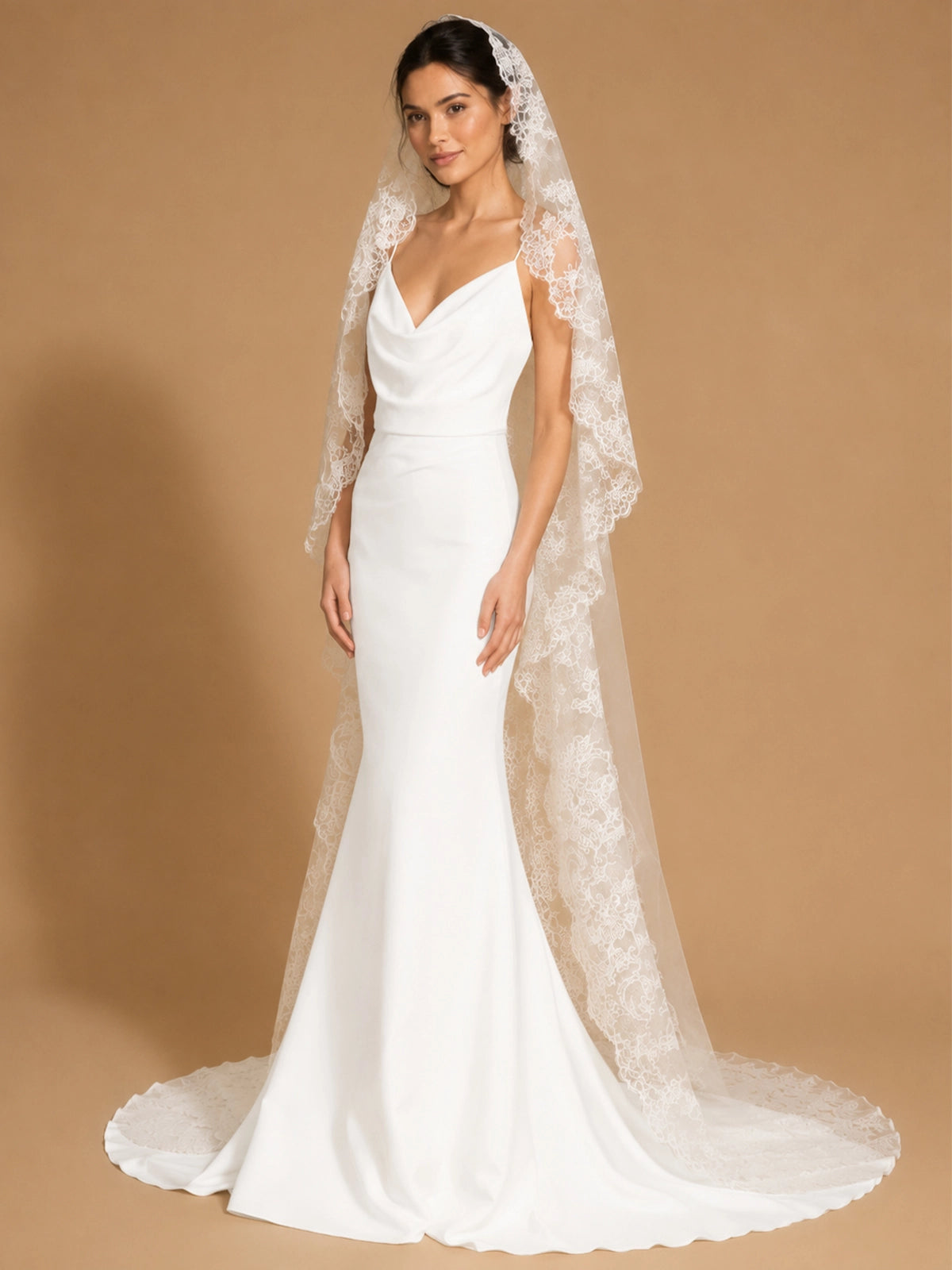 Mermaid Wedding Dress with Cowl Neck 