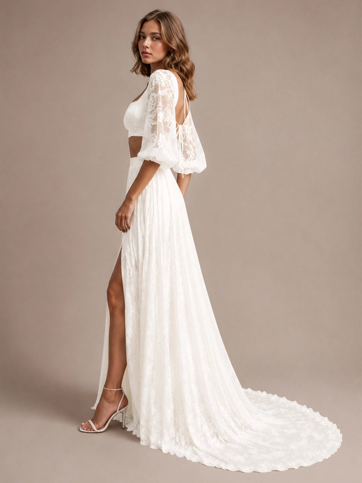 Lace Wedding Dress with Slit 