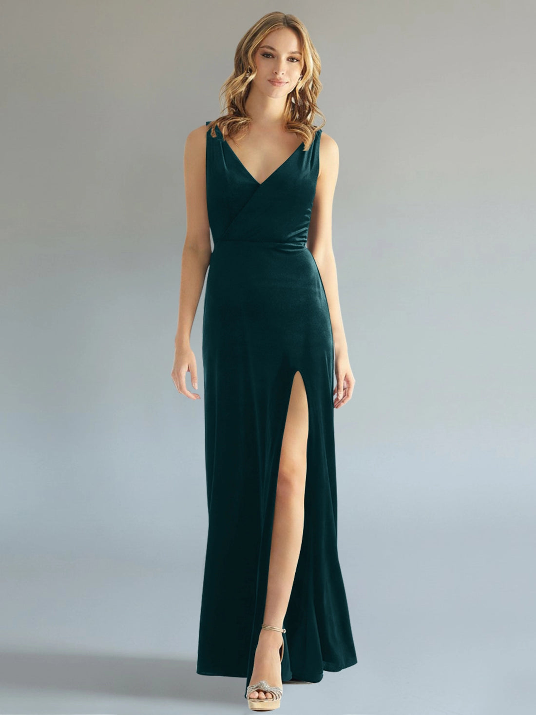 Velvet Bridesmaid Dress with Slit 