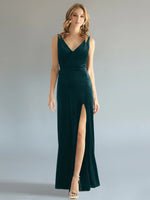 Velvet Bridesmaid Dress with Slit 