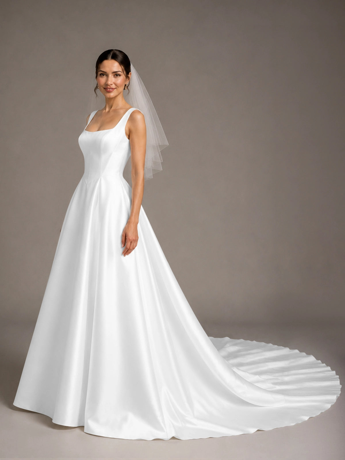 A-line Wedding Dress with Square Neck 
