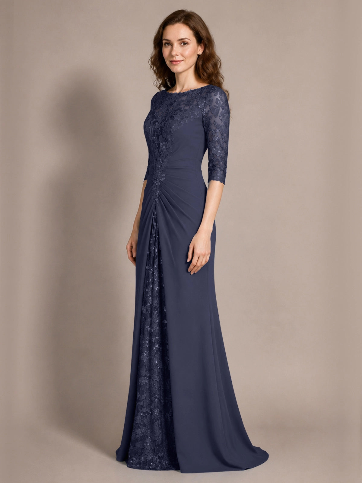Lace Mother of the Bride Dress with Applique 